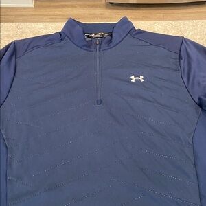 Under Armor Cold Gear Quilted Navy Quarter-Zip Pullover—XXL
